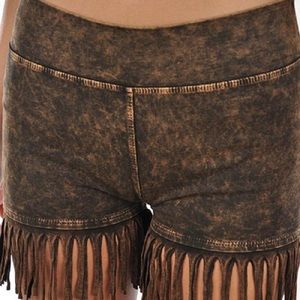 Brown fringe shorts size small